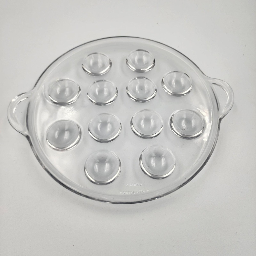 Pyrex Sedlex Escargot 12 Serving Tray Platter c1970s France 9"dia‎